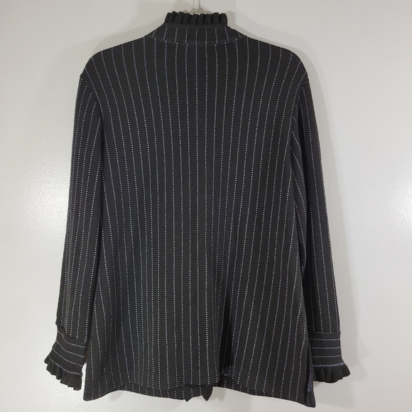 FRENCH RAGS vintage wool blend striped ruffle trim button front cardigan sweater - Picture 11 of 12